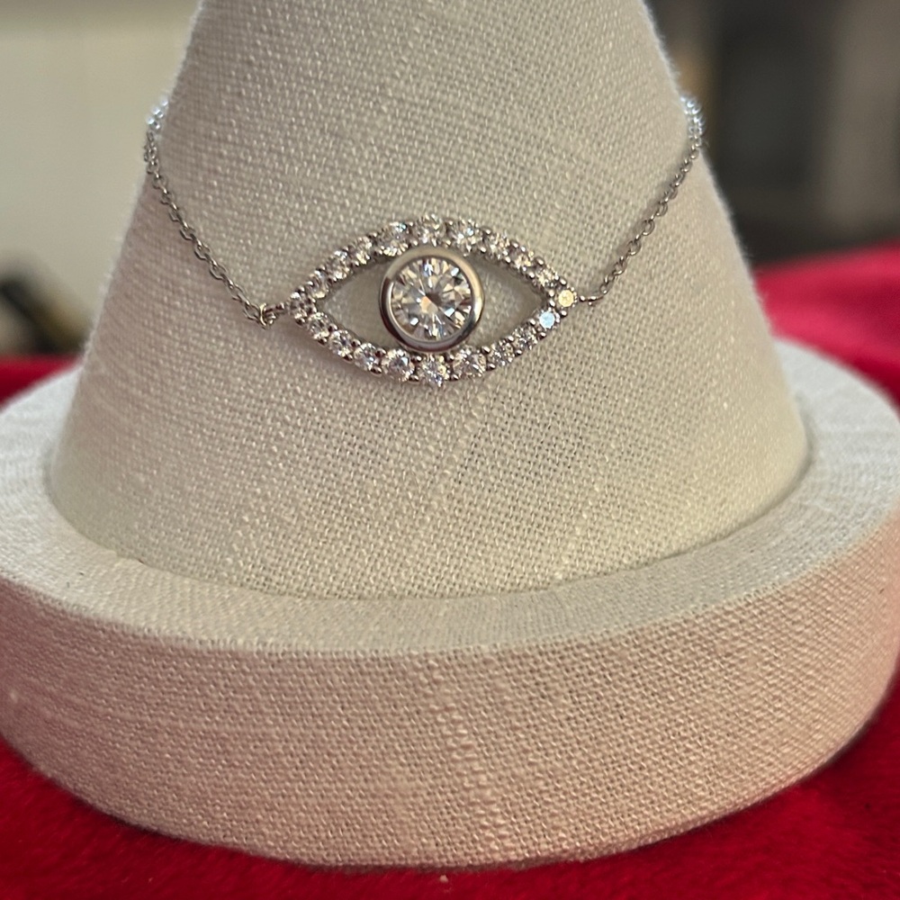 Luxury 1.0 CT Moissanite‎ Diamond 925 SS evil eye bracelet retail $699